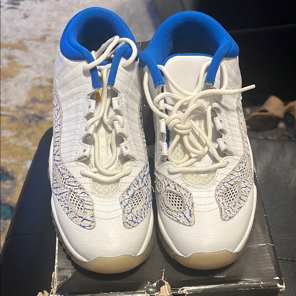Kids White and Blue Sneakers